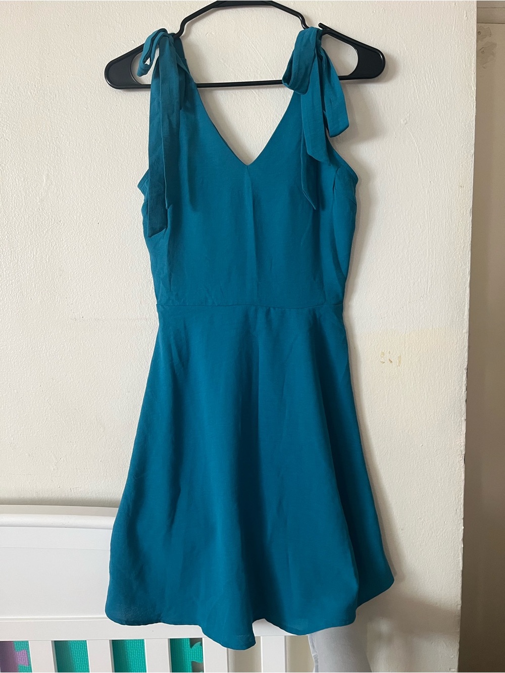 Monteau Teal Tie-Strap V-Neck Mini Dress